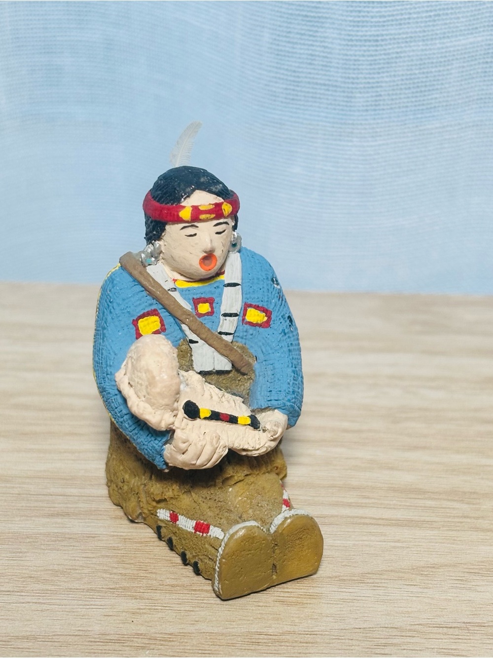Pueblo Pottery: The Story Teller of The American Indian Holding Baby Figurine 3”